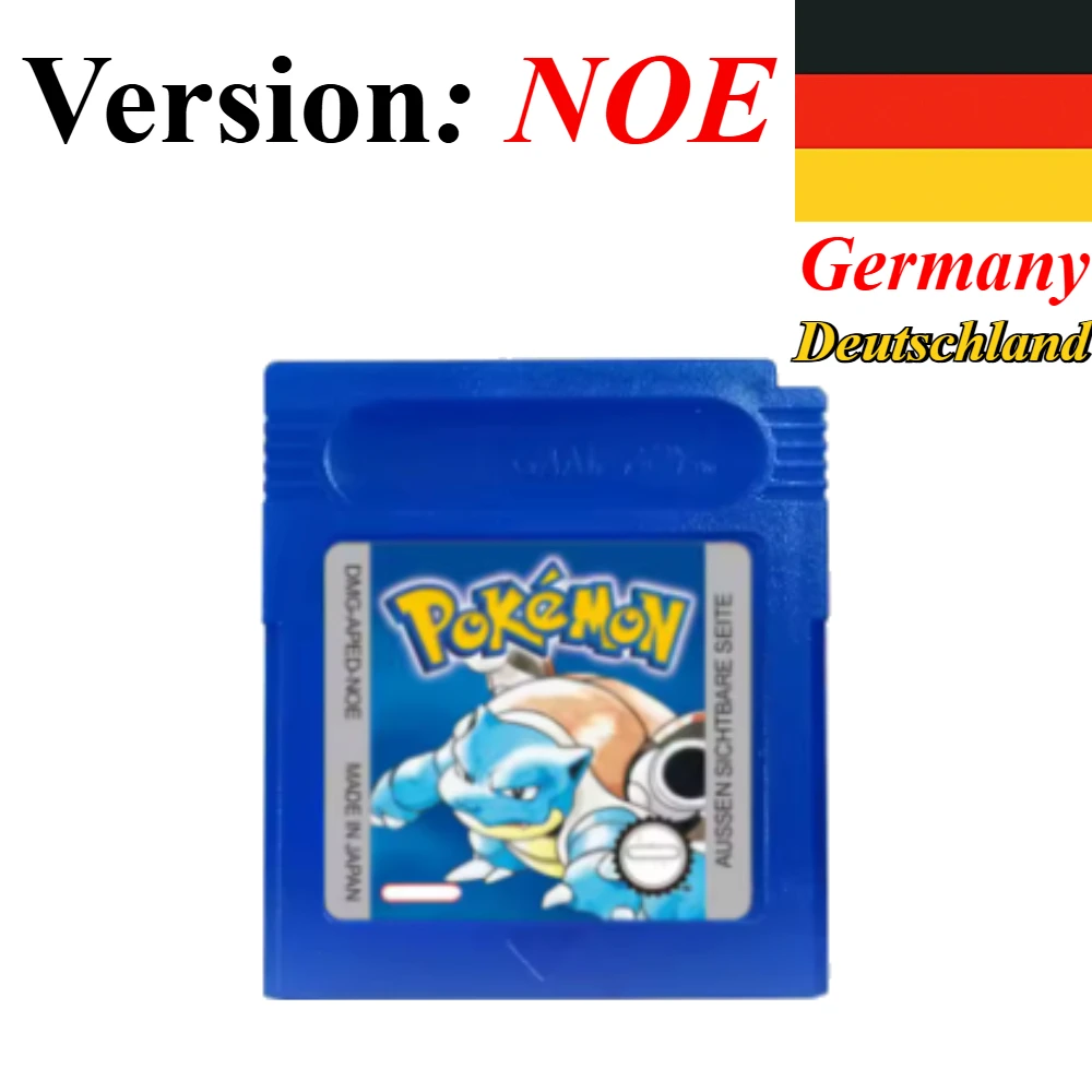 7 Pokémon 16-Bit GBC Spielmodule in Rot, Blau, Grün, Gold, Silber, Kristall, Französische/Spanische/Deutsche/Englische Version