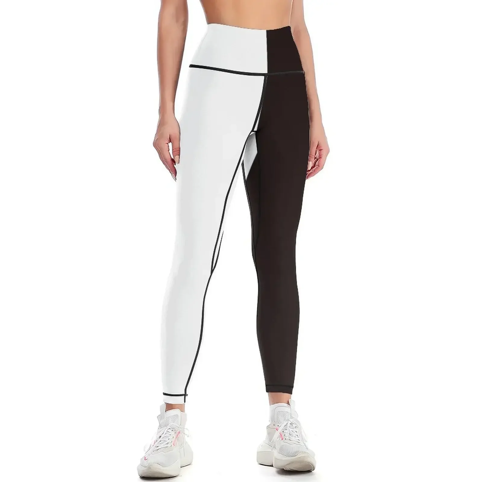 

Half White Half Black A-Line Dress Leggings Clothing fitness gym womans Women's pants active wear Womens Leggings