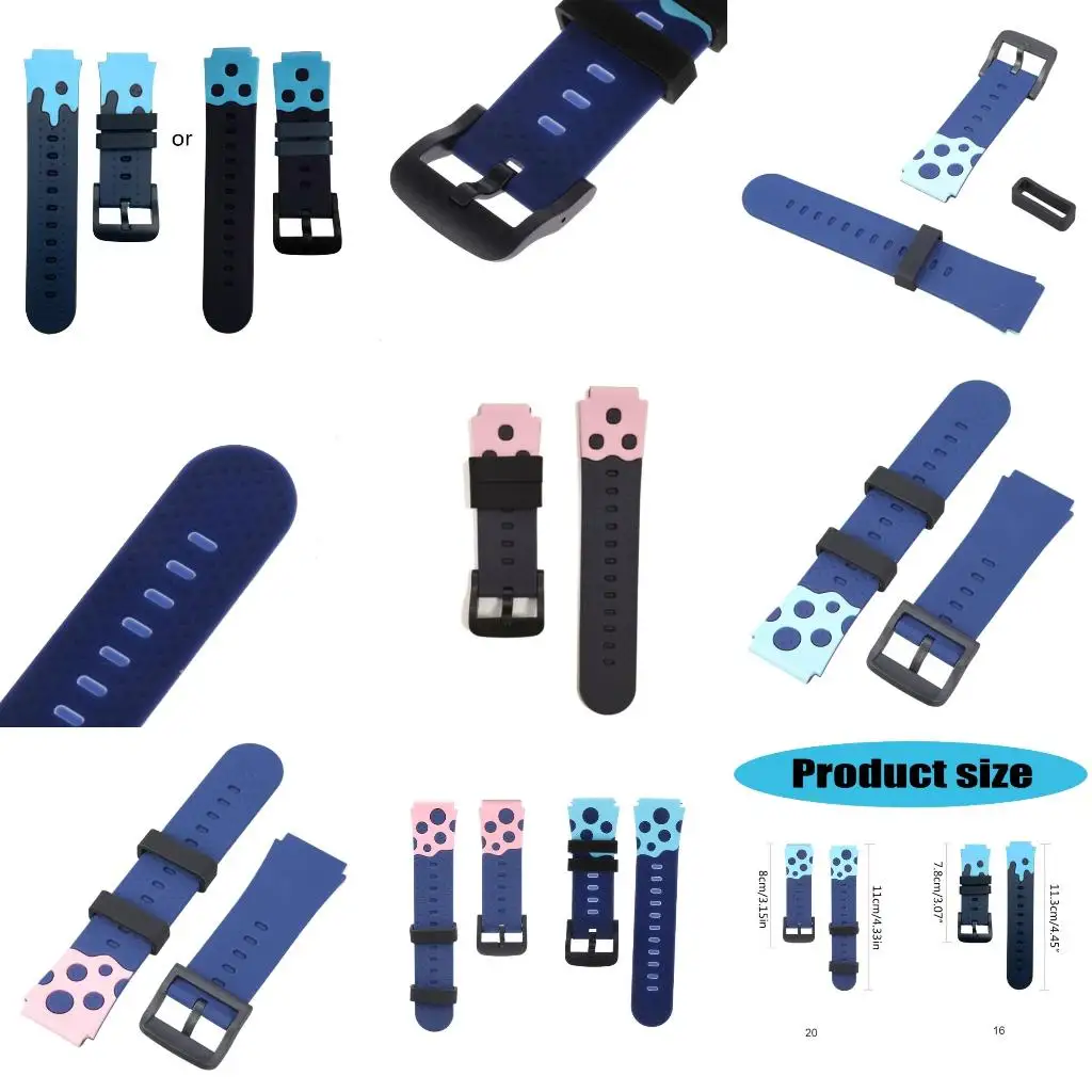 

Спортивный ремешок для часов, регулируемый силиконовый ремешок для детских часов с телефоном - водонепроницаемый сменный браслет для наручных часов 16/20 мм