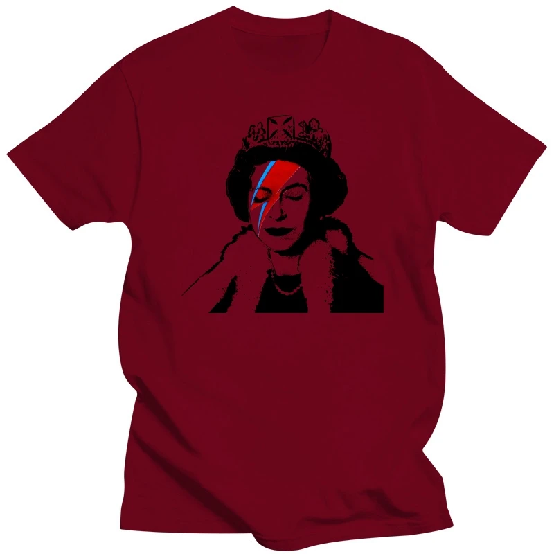 UK England Queen Elisabeth  Harajuku TShirt Banksy Graffiti Street Artist Printing Tops Comfortable T Shirt Male Short Sleeve