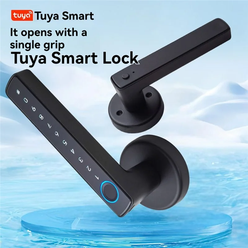 ABSQ-Tuya F6 Fingerprint Door Lock Bluetooth Smart Electronic Keypad App Controlled RFID Keys Waterproof For Home And Hotel