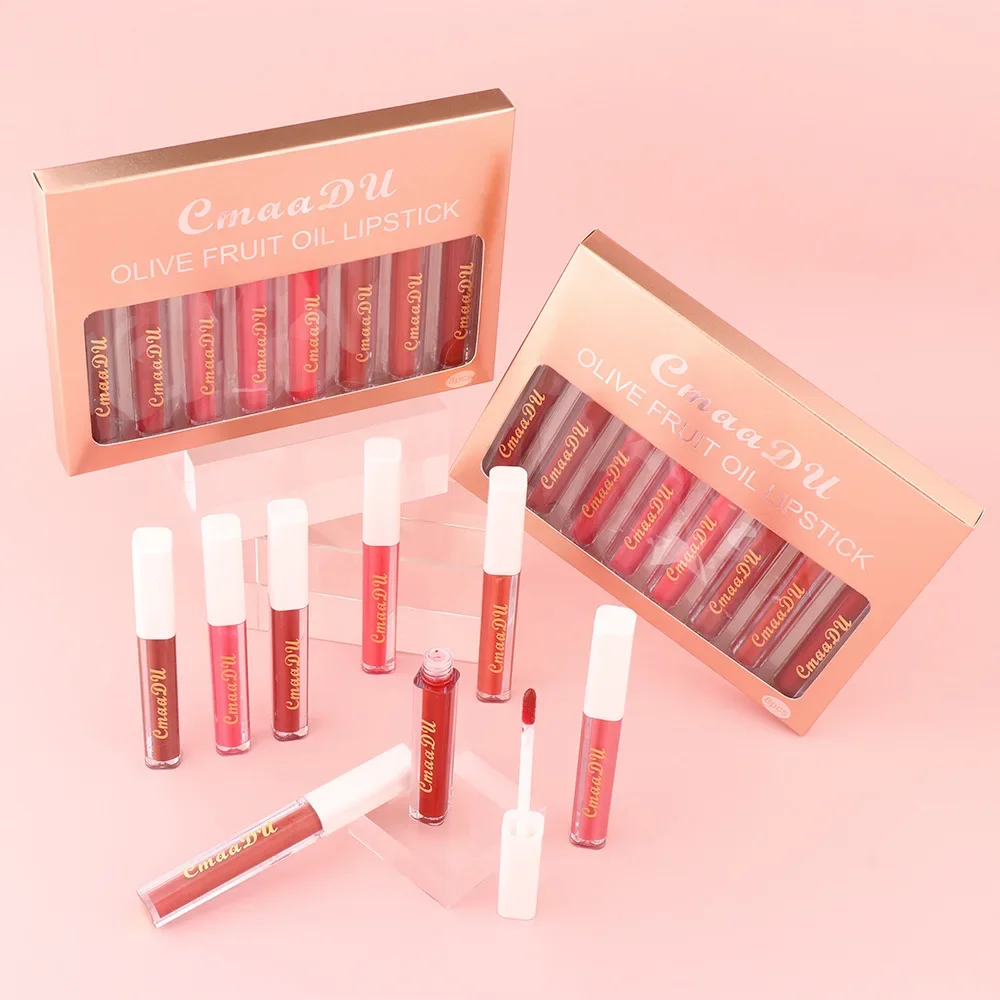 CmaaDu Neue 8 Farben/Set Spiegel Perle Lipgloss Lippenstift Kosmetik Wasserdicht Feuchtigkeitsspendende Flüssigkeit Lippenstift Glitter Lip Gloss Frauen