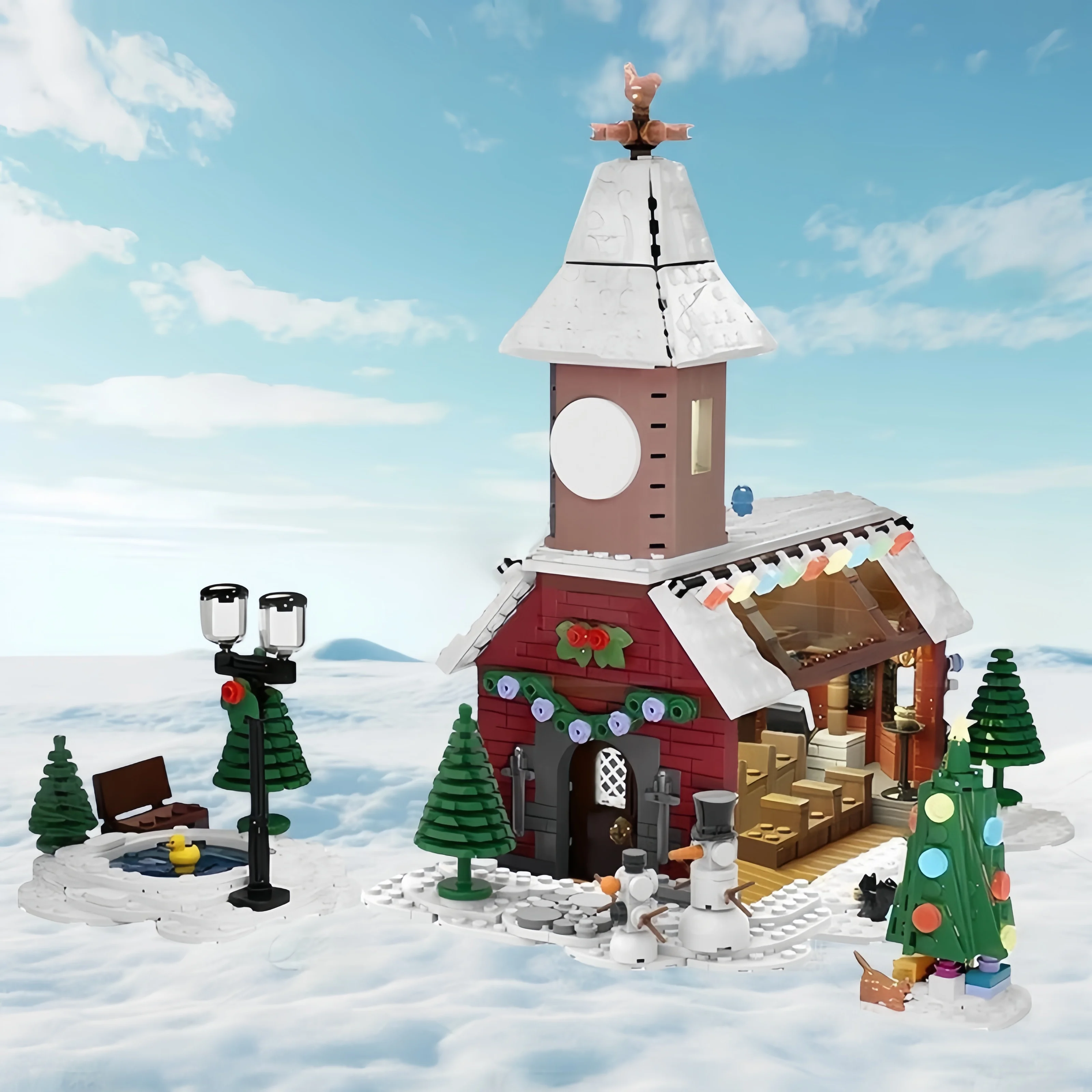 Fai da te Natale creativo piccole particelle serie di scene di strada - costruzione invernale puzzle giocattolo blocchi di costruzione case di costruzione invernali