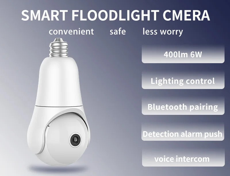 

4MP 1440P iCsee APP Floodlight E27 Wireless PTZ IP Dome Camera Full Color Bluetooth Home Security CCTV Baby Monitor