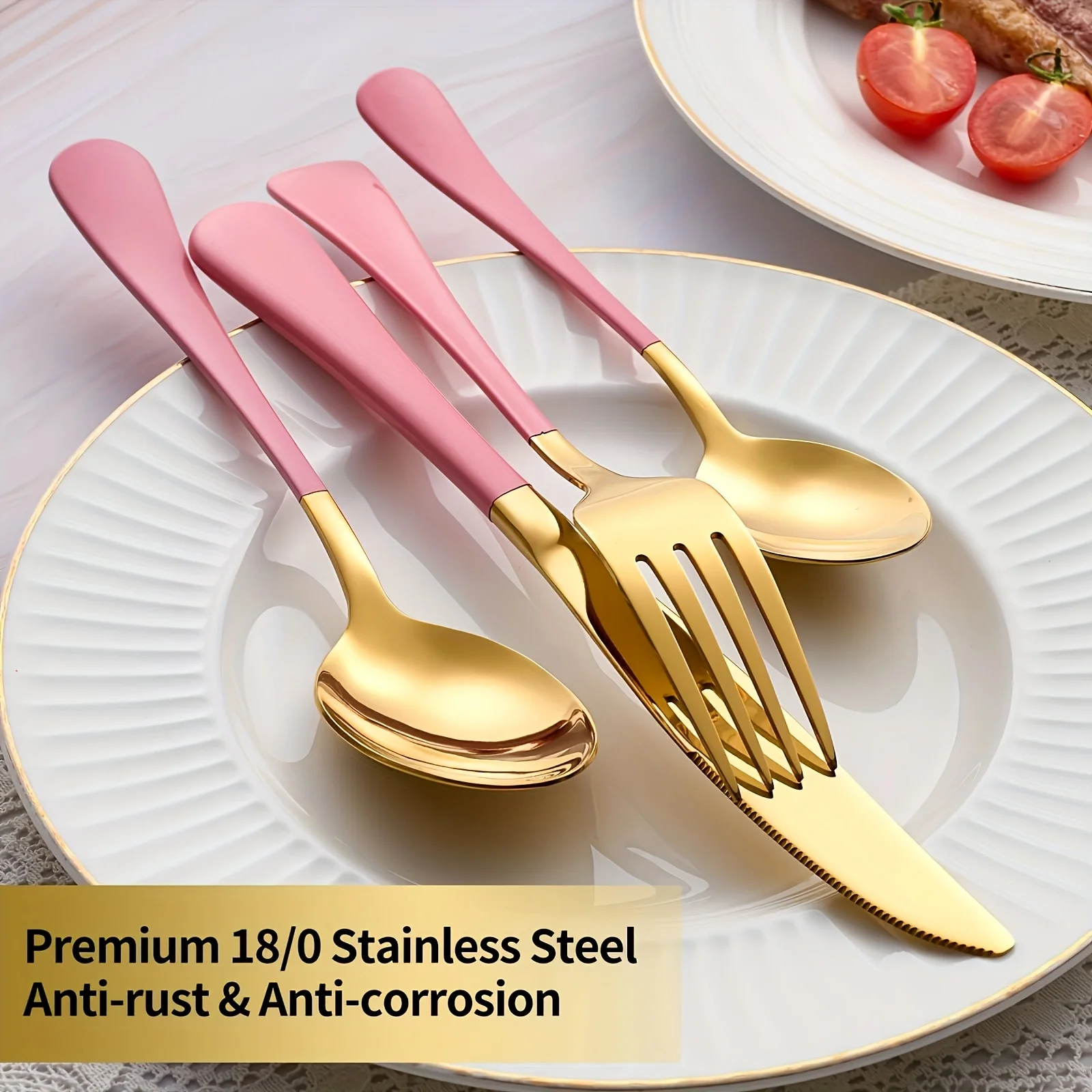 30 Piece Gold Pink Stainless S - огляд і ціна Gold Plated Cutlery