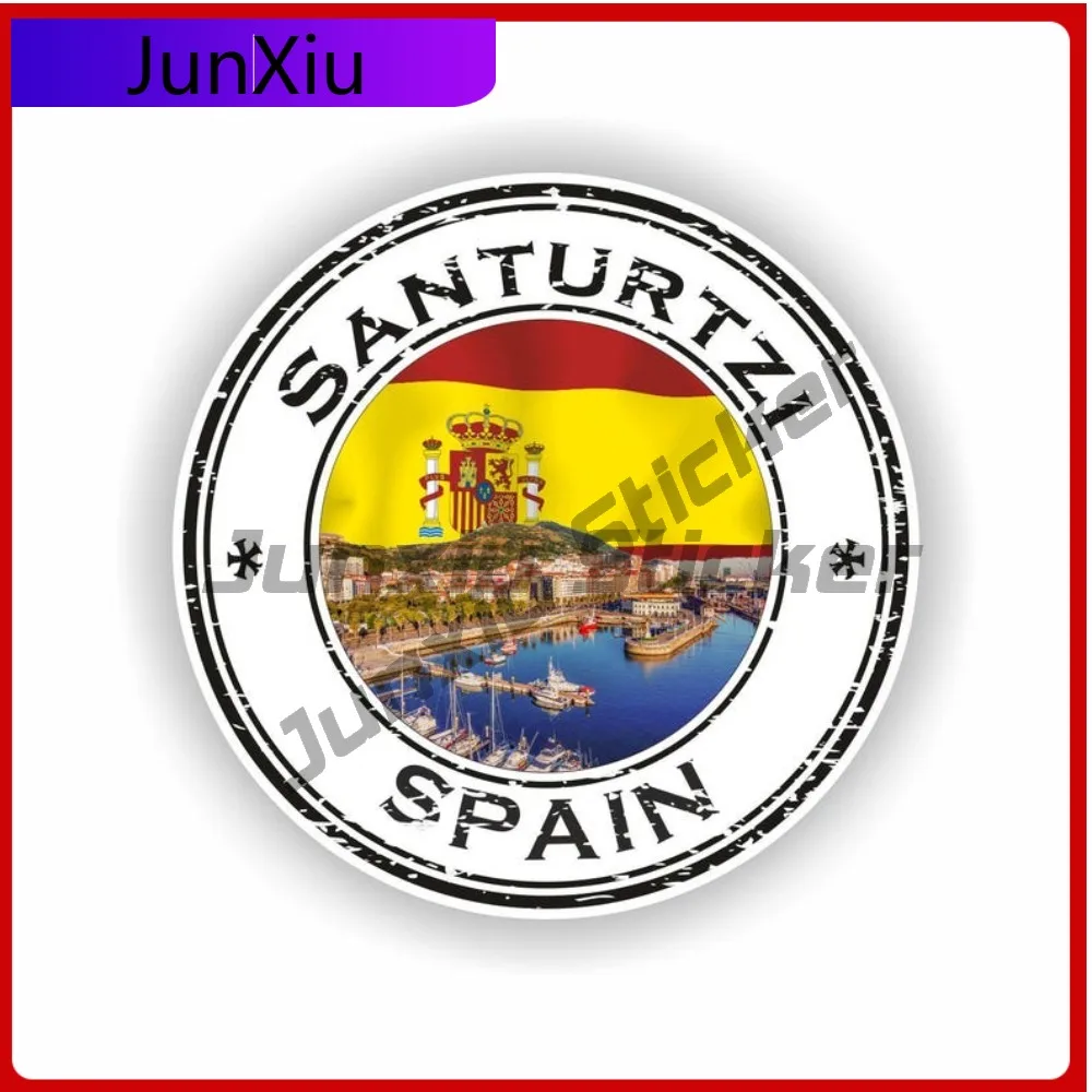 

Santurtzi Spain Seal Trendy Truck Anti Scratch Decoration Round Sticker Emblem Waterproof Truck Helmet Motorcycle Fade