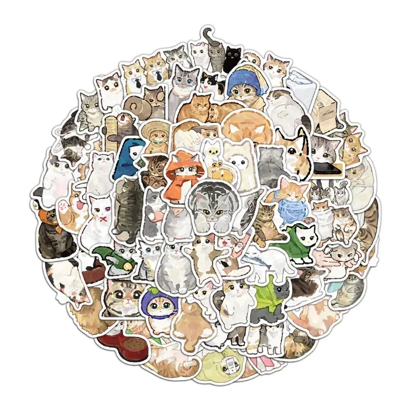 Cute Cat Stickers Exquisite Animal Account Materials Phone Cases Laptop Luggage Waterproof Stickers