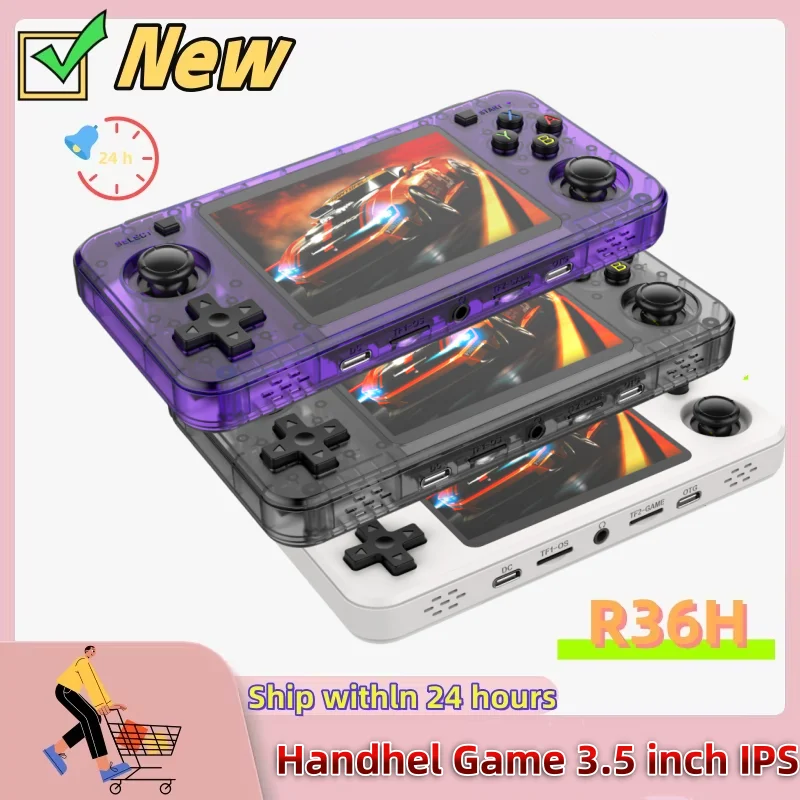 R36H Retro Handheld Console Open-Source Linux System Classic Game Consoles 3.5 inch IPS Screen 64G Portable Video Player