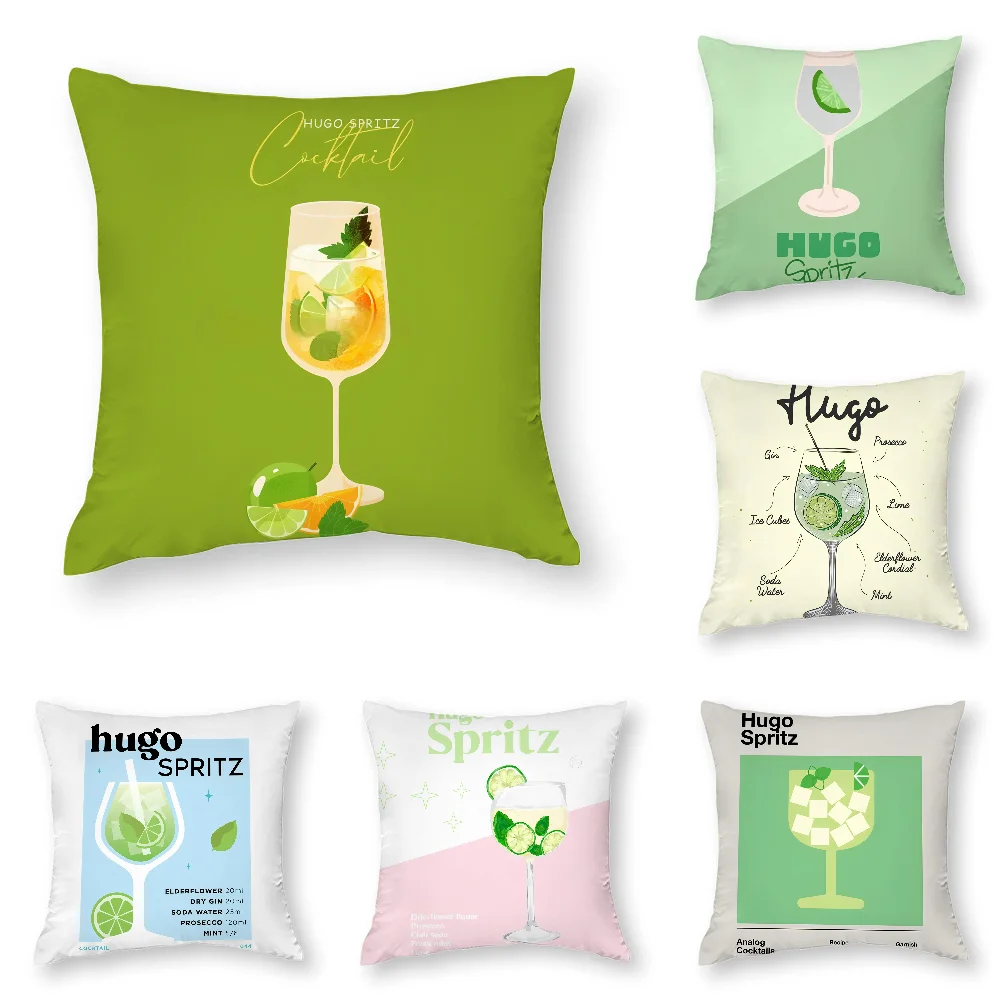

Hugo Spritz Cocktail Pillow Case 3D Print Polyester Fiber 40*40 cm Home Sofa Throw Pillow Cover Decoration Festival Gift