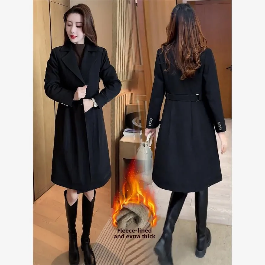 

Женское бархатное осеннее пальто 2025 года, новая модная модель, приталенный крой, с отложным воротником, теплое, ветрозащитное, без бренда, зарегистрированная торговая марка...