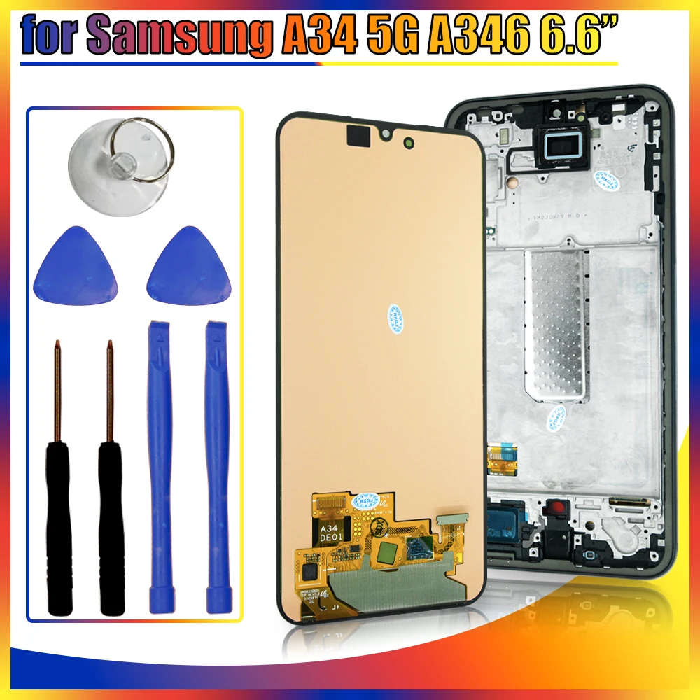 

Super AMOLED LCD for Samsung Galaxy A34 5G A346B LCD Display Touch Screen Digitizer Replacement for Samsung A346 A346E A346M LCD