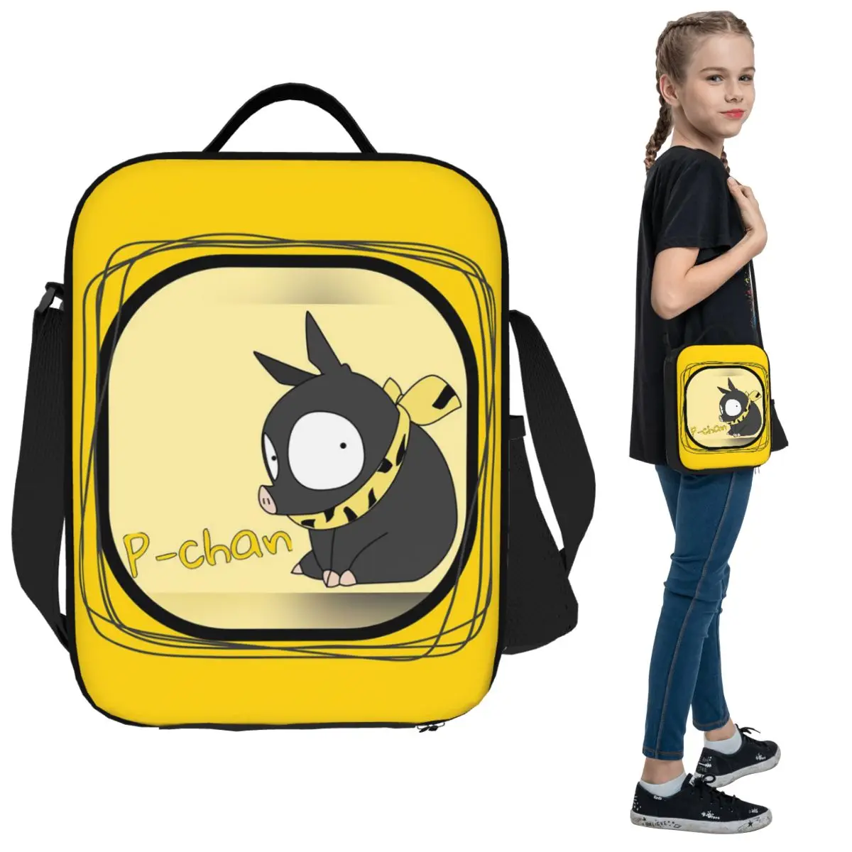 

Ranma Saotome Pig Girls P Chan Изолированная сумка для обеда для женщин Офисный холодильник Термальная коробка для еды Tote Герметичные коробки для обеда Контейнер