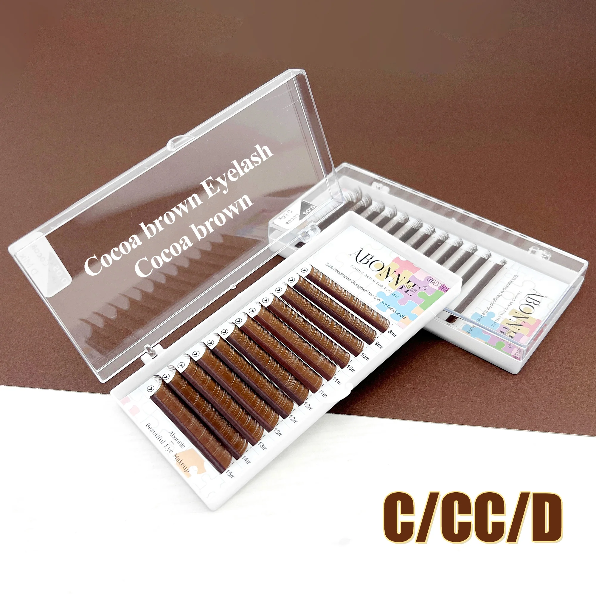 Abonnie CC Curl Brown Classic Eyelashes Extensions 0.03 Fluffy Eyelashes Mixed Tray Chocolate Color Lashes CC Curl