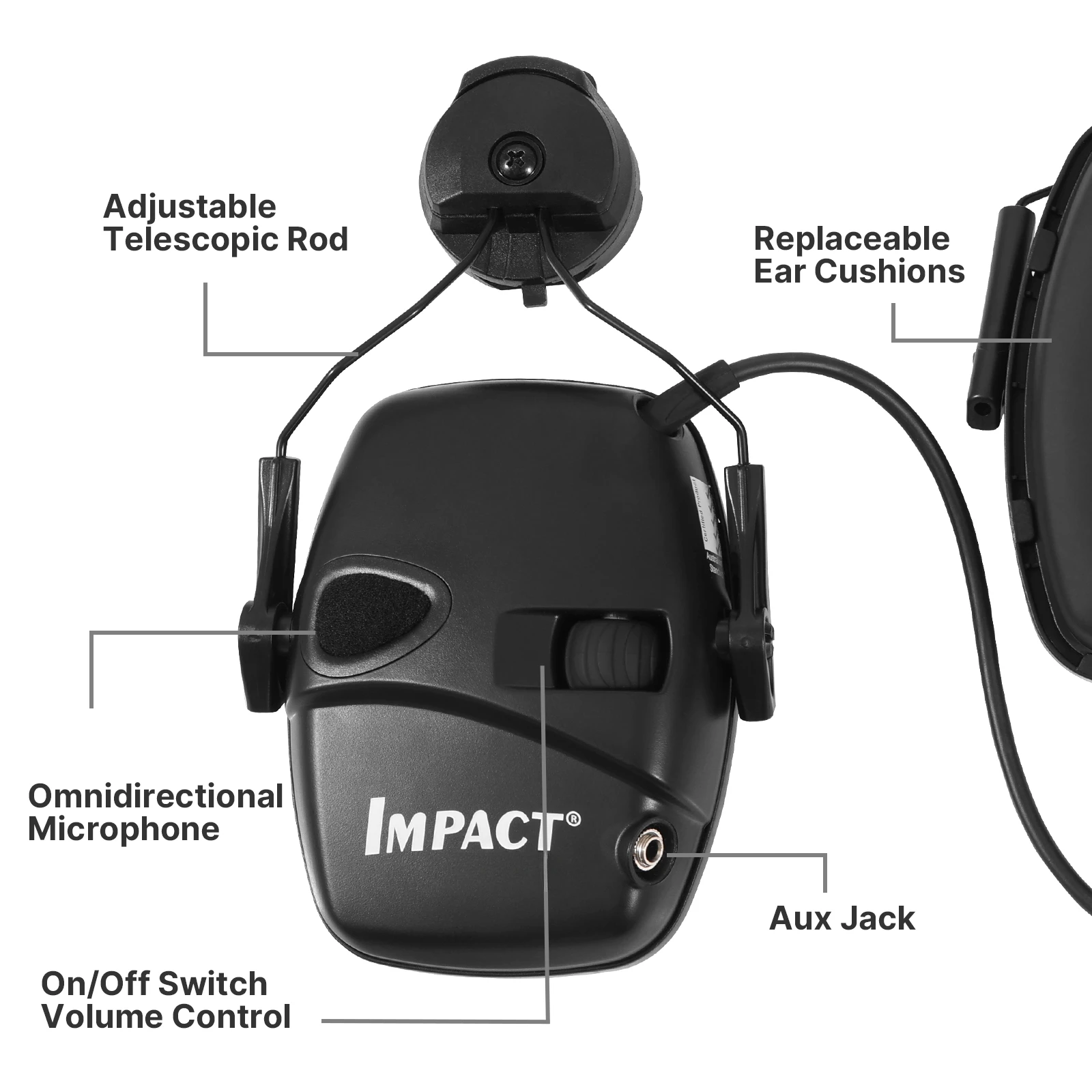 Cache-oreilles actifs pour le tir, protection auditive électronique, protection des oreilles, réduction du bruit, version montée sur casque, le plus