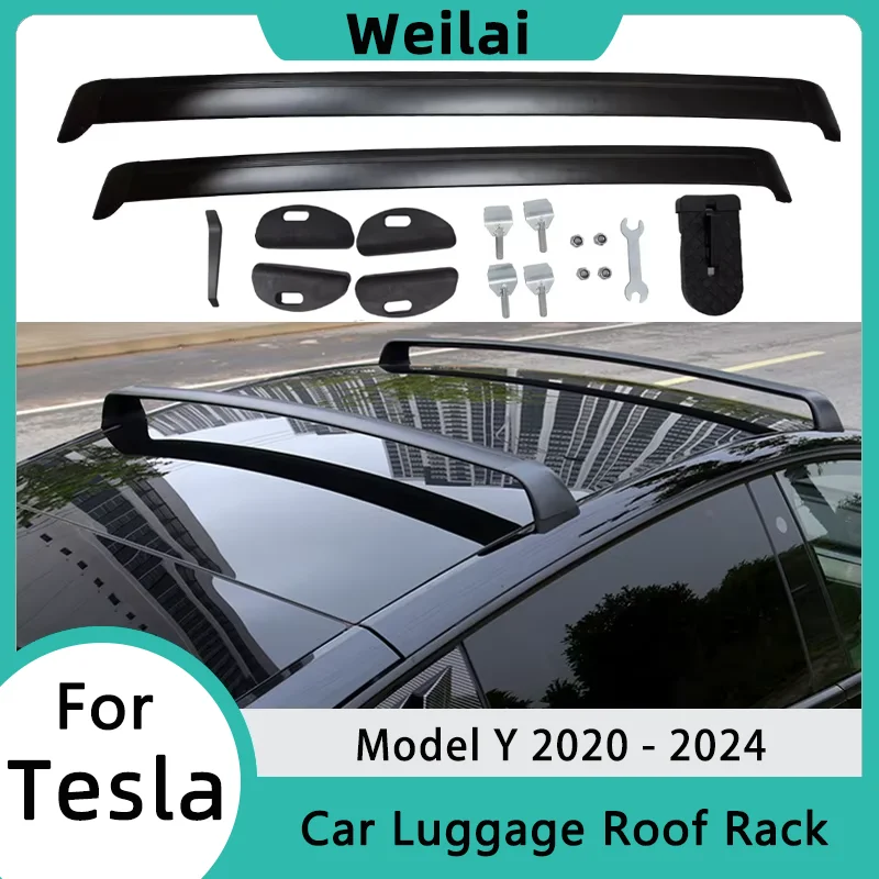 For Tesla Model Y 2024 2023 2022 2021 2020 Upgrade Roof Rack Cross Bars Aluminum Crossbars Rooftop Luggage Cargo Car Accessories