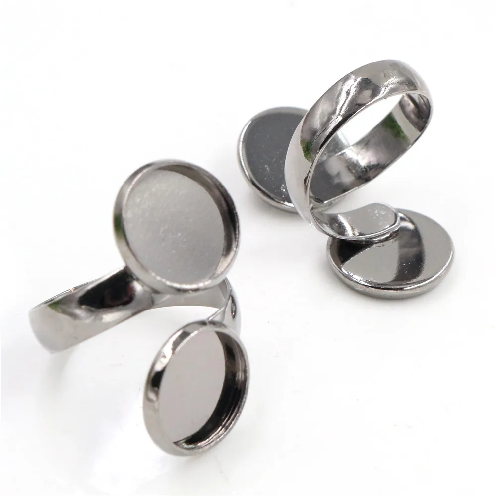 12mm 5pcs/Lot Classic 6 Colors Plated Brass Adjustable Ring Settings Blank/Base,Fit 12mm Cabochons,Buttons;Ring Bezels