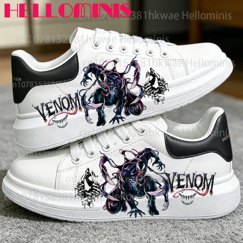

New Model Venom Black Pattern Printing Shoes Man Durable Outdoor Lightweight Lace Up White Shoes Birthday Gift