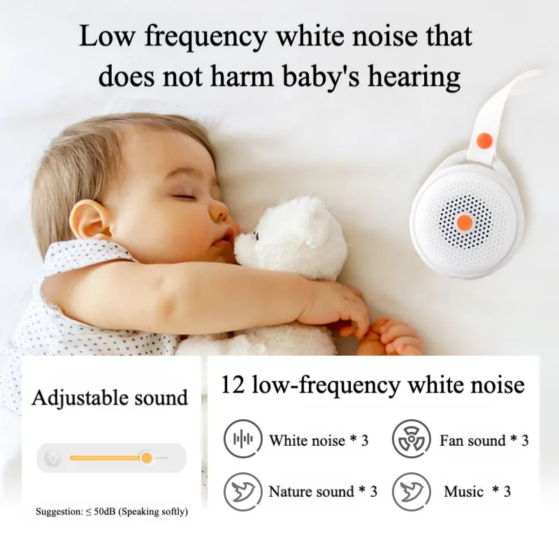 เครื่องเสียงสีขาว Bluetooth แบบพกพาพร้อมเสียงผ่อนคลาย 12 เสียงและตัวจับเวลาการนอนหลับซิลิโคนไฟกลางคืนสําหรับทารกและผู้ใหญ่