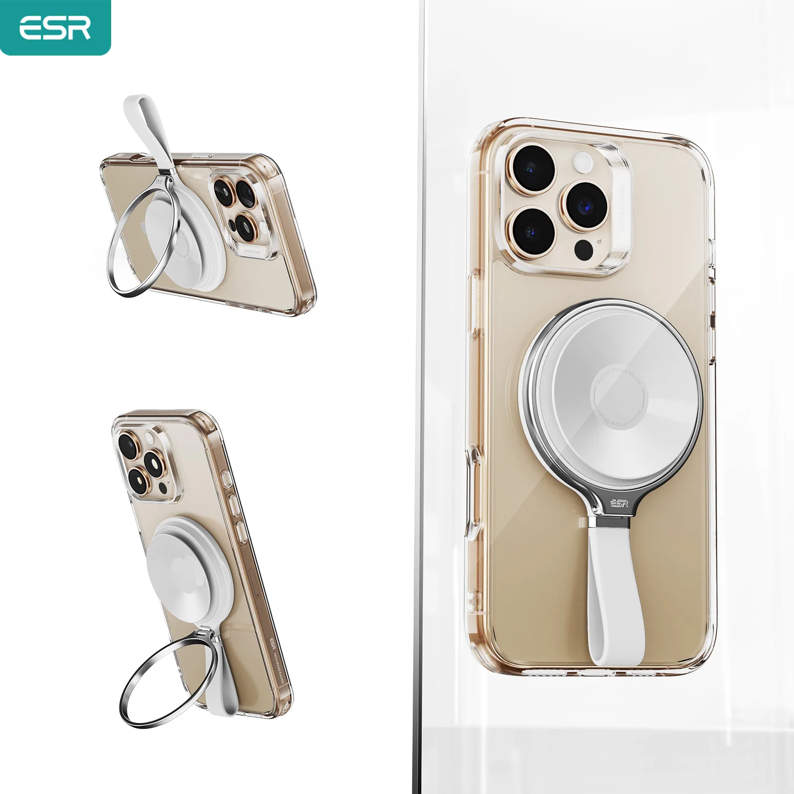 

ESR for MagSafe Suction Mount Sticky Phone Grip Hands-Free Mirror Phone Holder for iPhone&Android Video live/Video/Selfies Tool