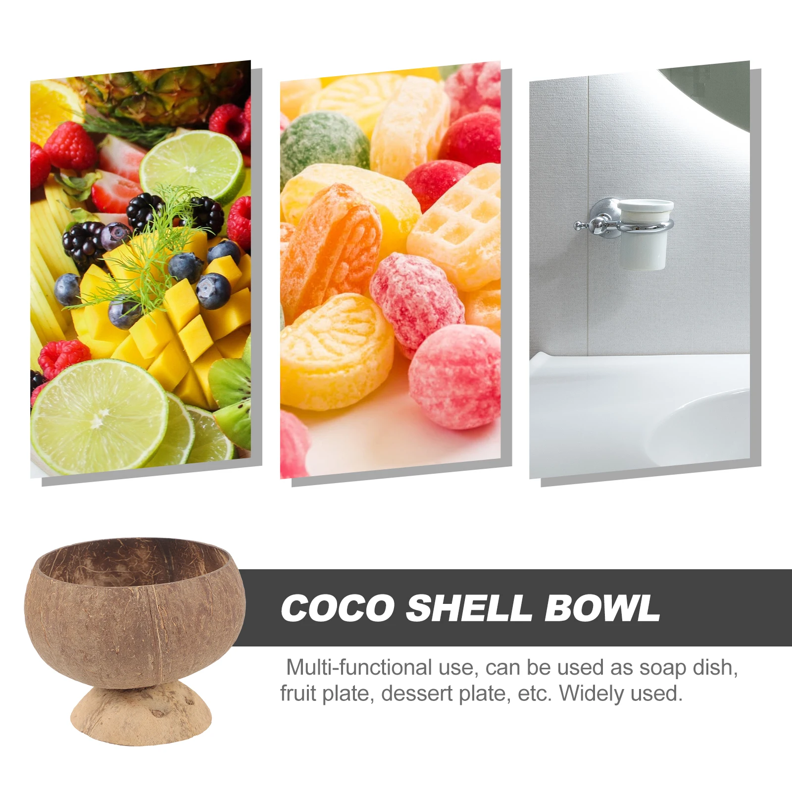 

Coconuts Shell Bowl Natural Lightweight Multipurpose Fruit Salad Nut Food Storage Container Decorative Serving Bowl