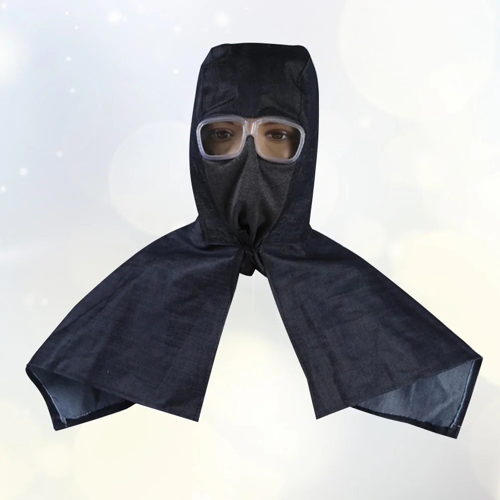 

Denim Protective Shawl Cap Dustproof Full Cover Hat Thicken Breathable Fabric Outdoor Cycling Goggles Included Black Health Care