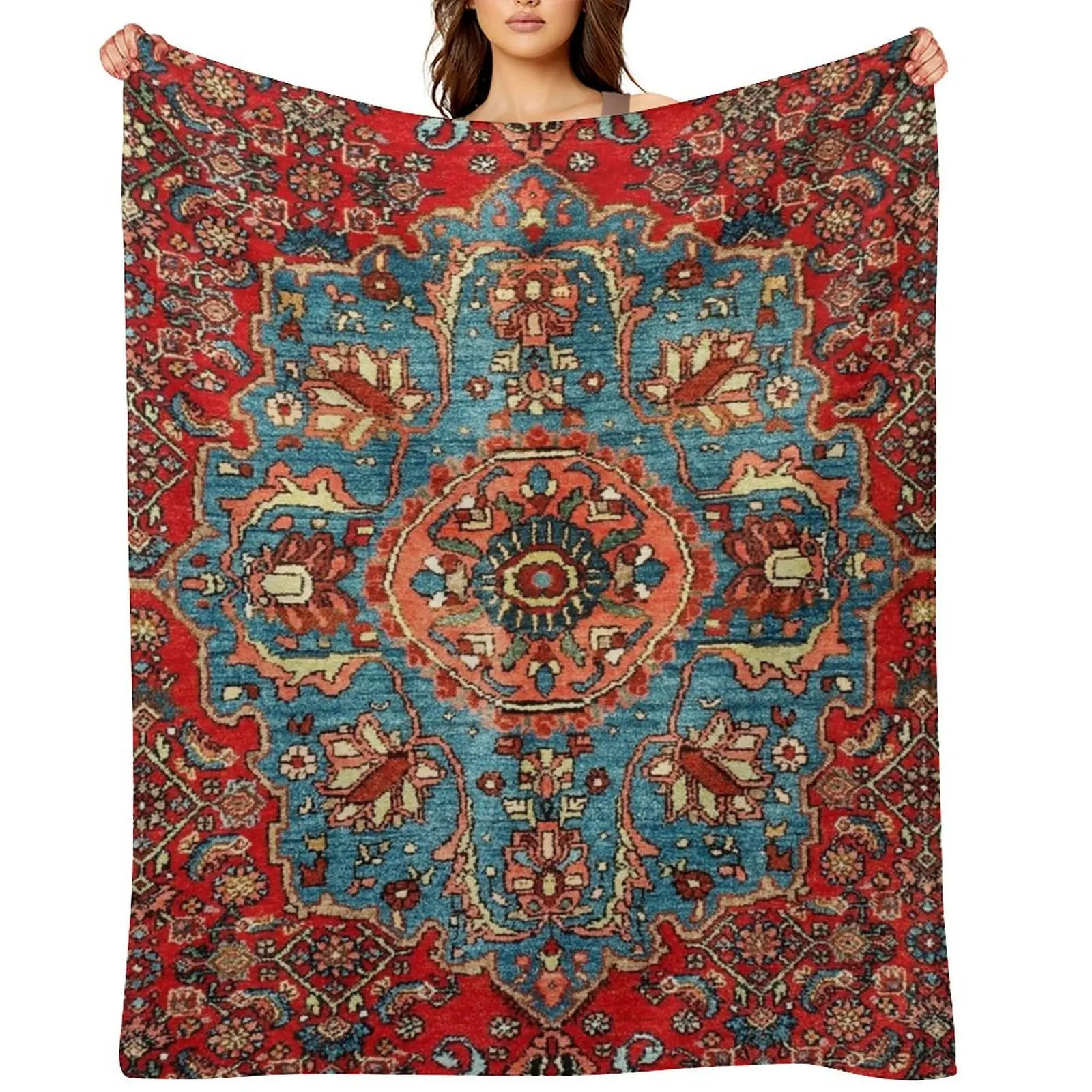 

Bidjar Antique Kurdish Northwest Persian Rug Print Throw Blanket Retros Beach Cute Blankets