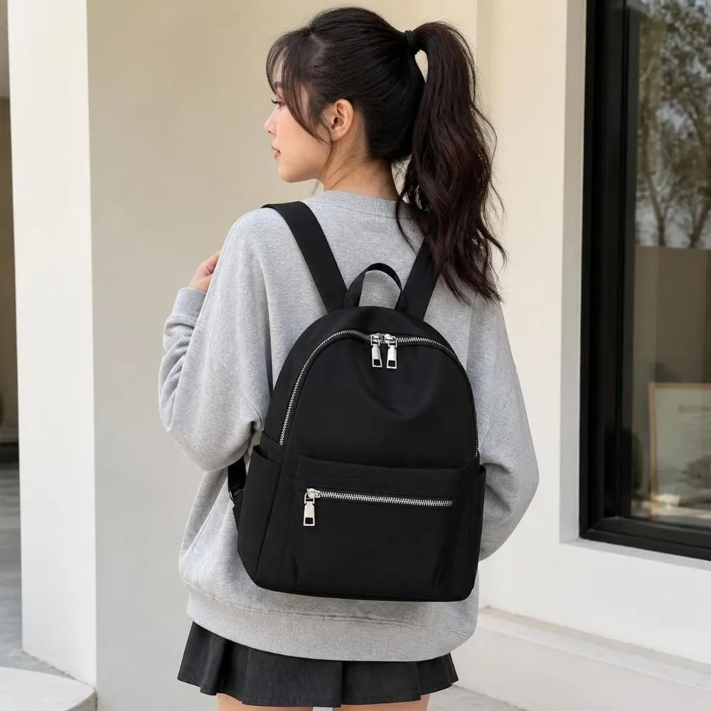 Durable Casual Backpack Large Capacity Black School Bag Multifunctional Shoulder Bag Women
