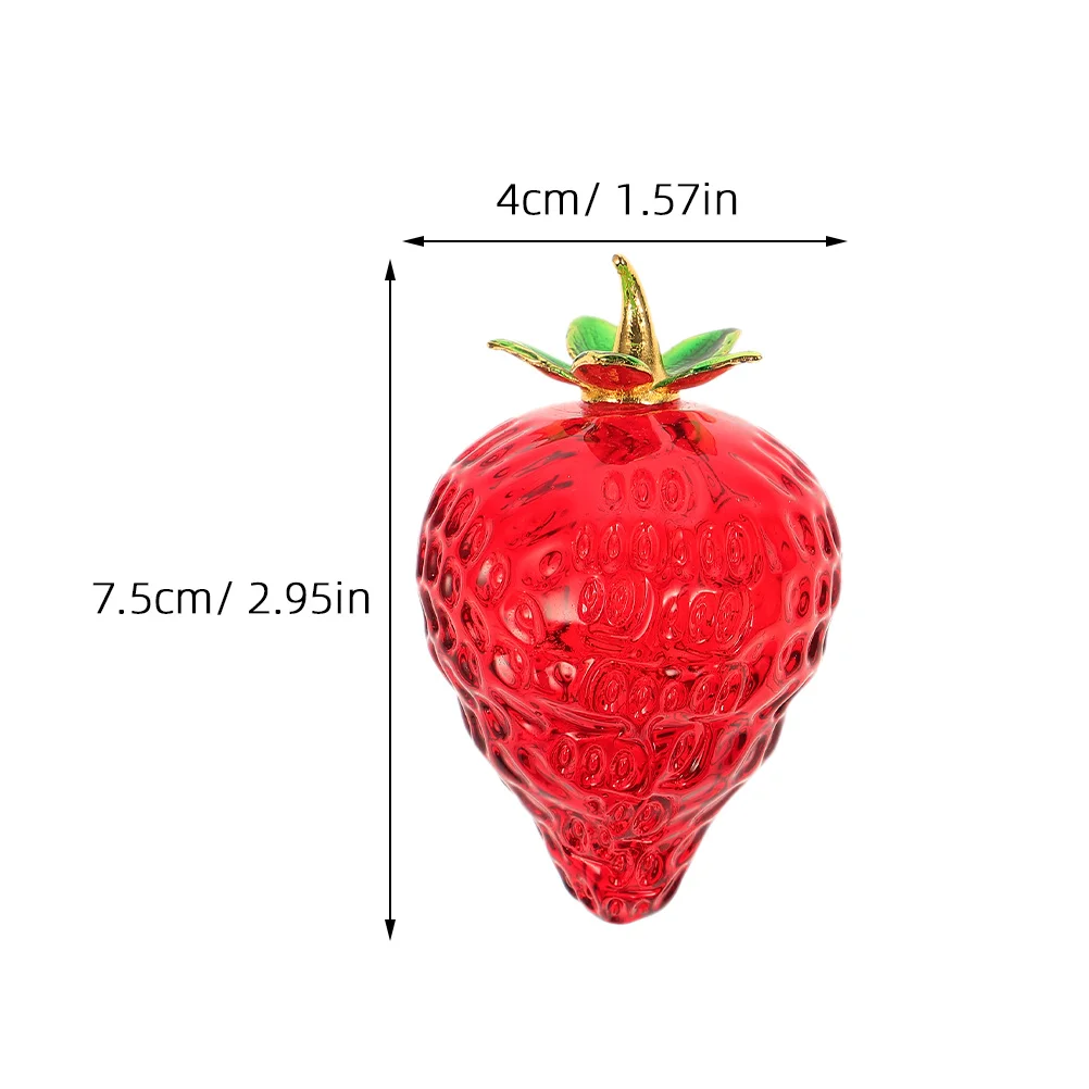 2 Pcs Crystal Strawberry Figurines Elegant European Style Artificial Fruit Centerpiece Living Room Desktop naments Transparent