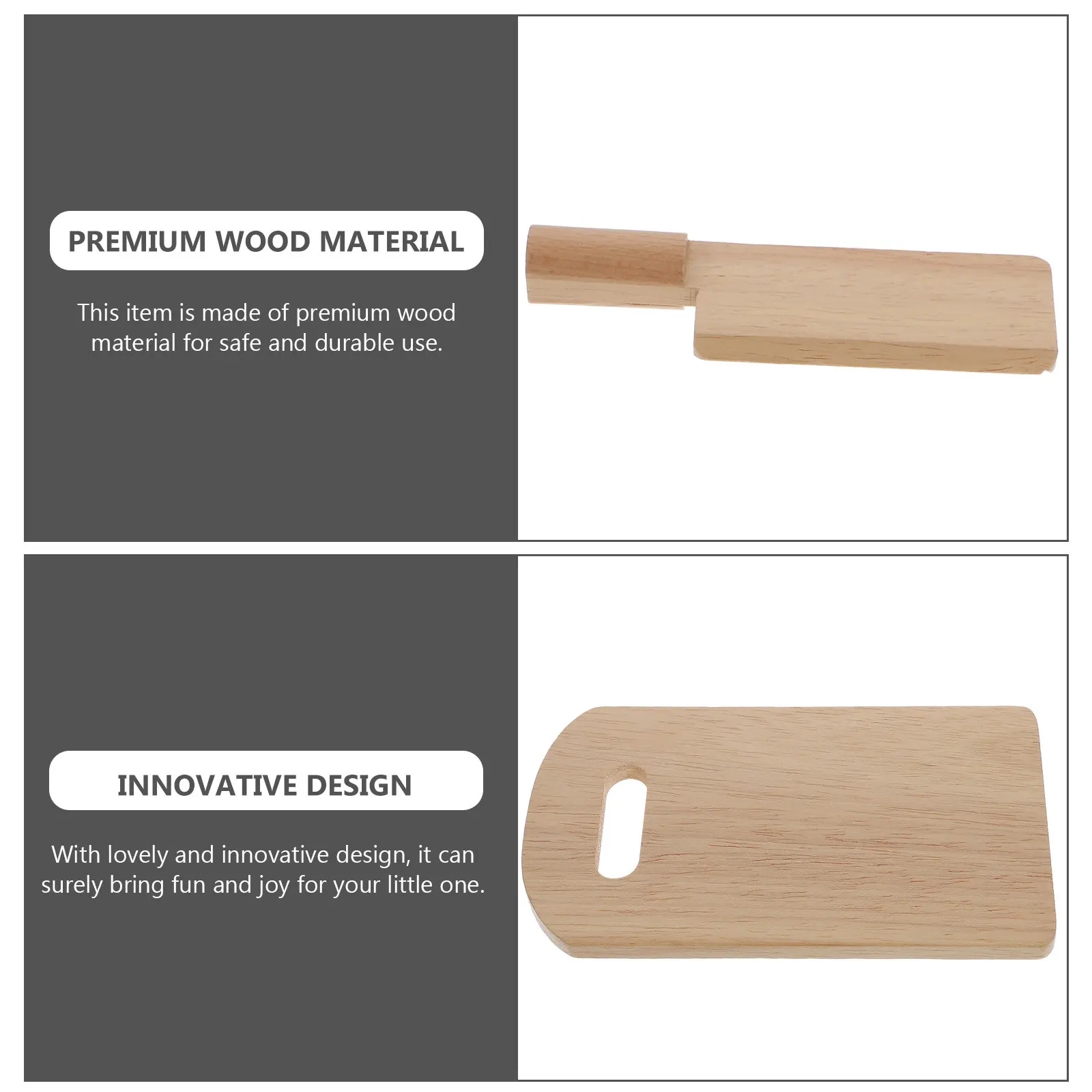 1Set Natural Wood Kitchen Pretend Play Set Includes Chopping Board Cutlery Cookware for Toddlers Cognitive Skills Creative