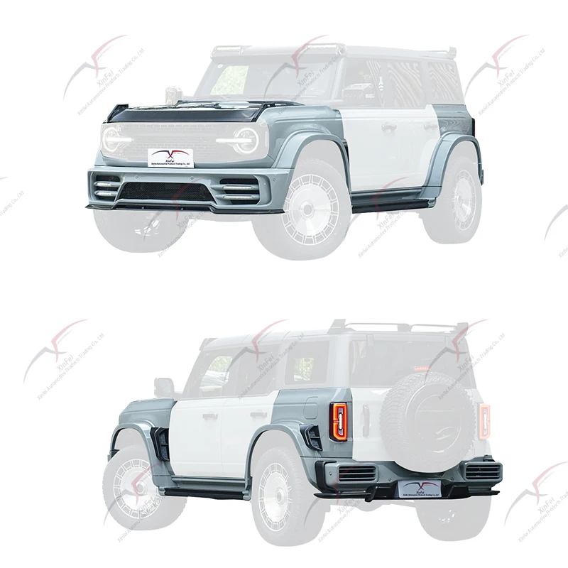 For Ford Bronco Body Kit Upgrade MSY Style Carbon Fiber Front Lip Rear Spoiler Car Hood Rear Diffuser Side Skirt Wheel Arches