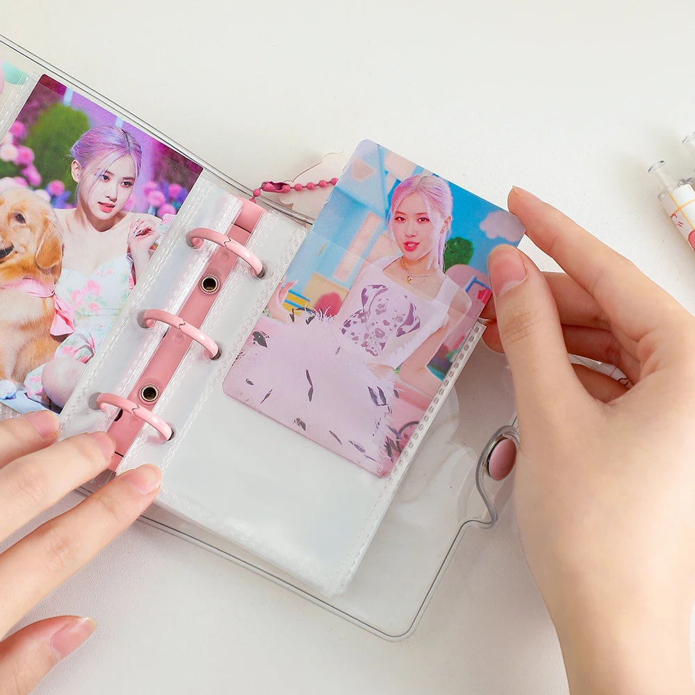 3Inch Portable Photo Card 3pcs Set With Pendant Transparent Cartoon Photocard Binder Mini Scrapbook Postcard Collection Storage