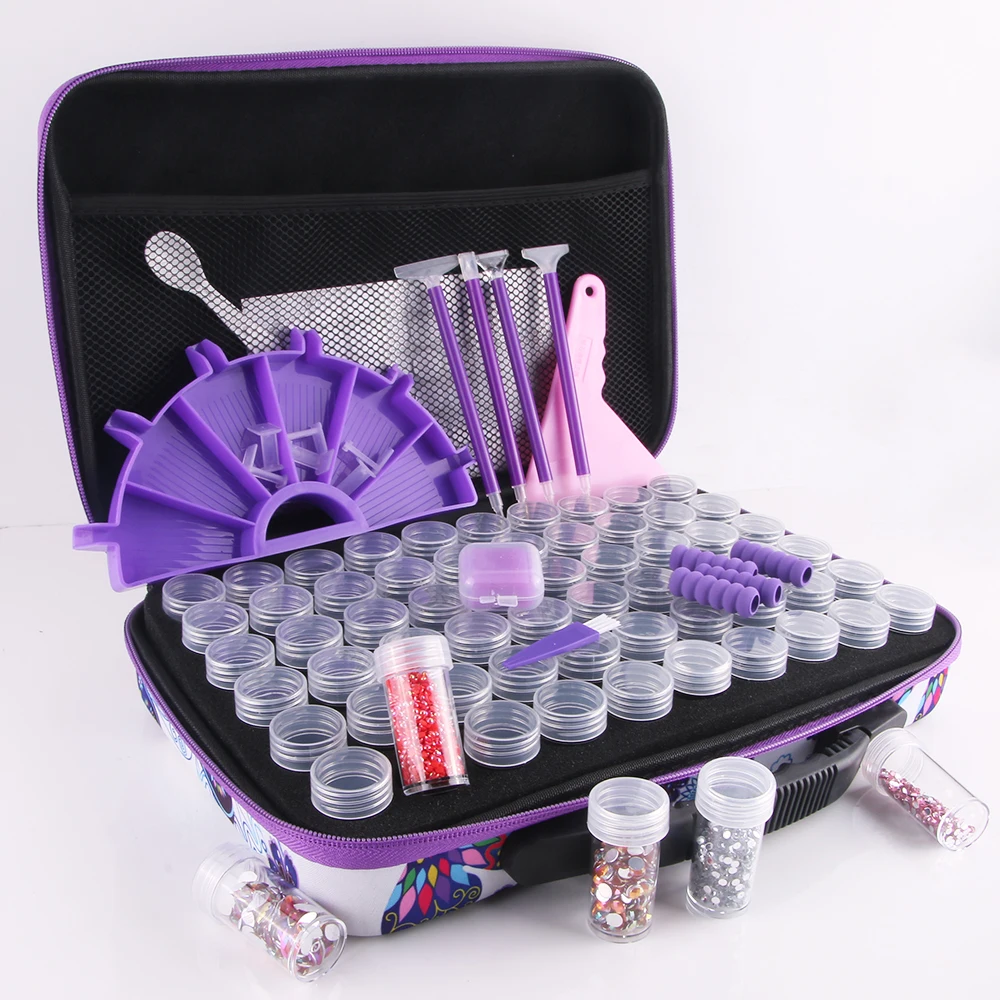 Diamond Painting Tools Storage Box Kits Diamond Painting Accessories Beads Plate,Clay,Drill Pen Set Mosaic Storage Container Bag