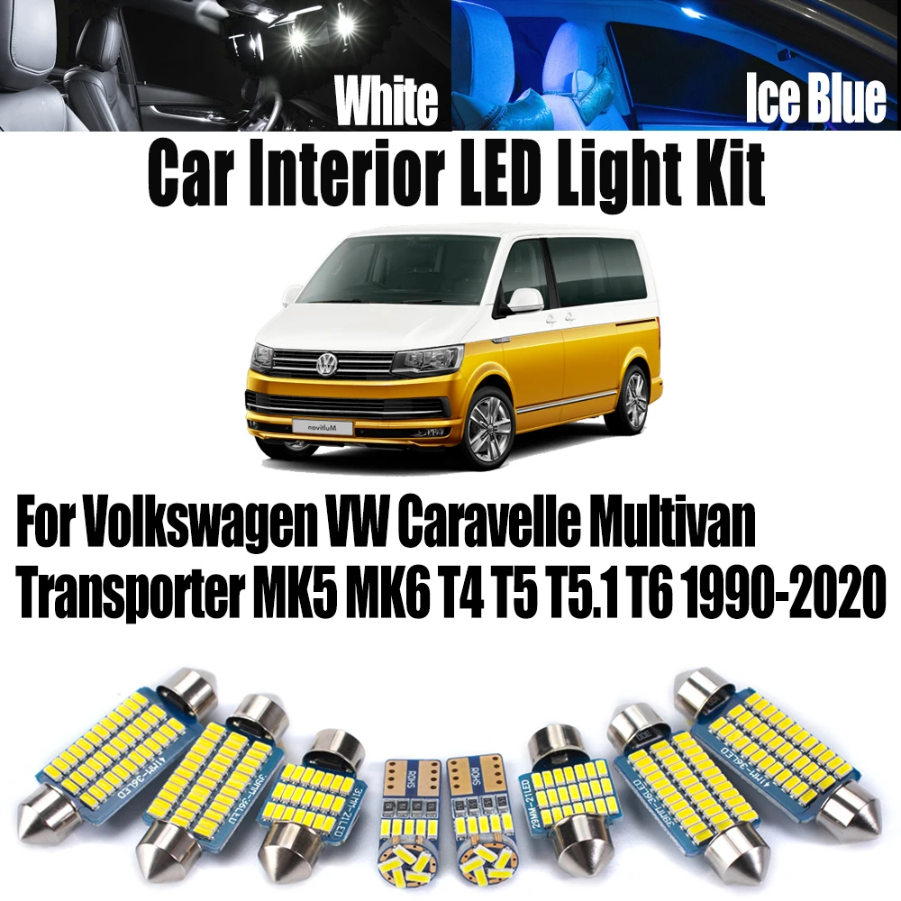 

Комплект светодиодного внутреннего потолочного освещения Canbus для Volkswagen VW Caravelle Multivan Transporter MK5 MK6 T4 T5 T5.1 T6 1990-2020 автомобильные лампы