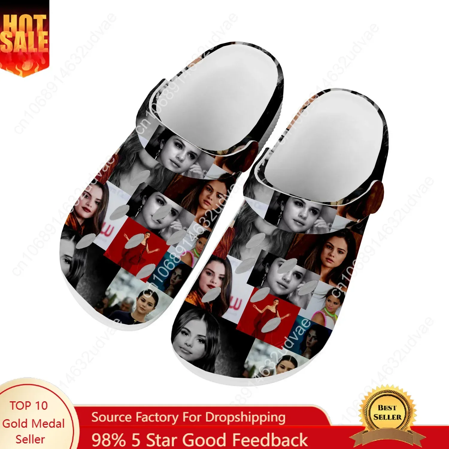 

Selena Gomez Water Shoes Mens Womens Comfortable Fashion Home Garden Clogs Customizd Sandals Beach Breathable Hole Slippers