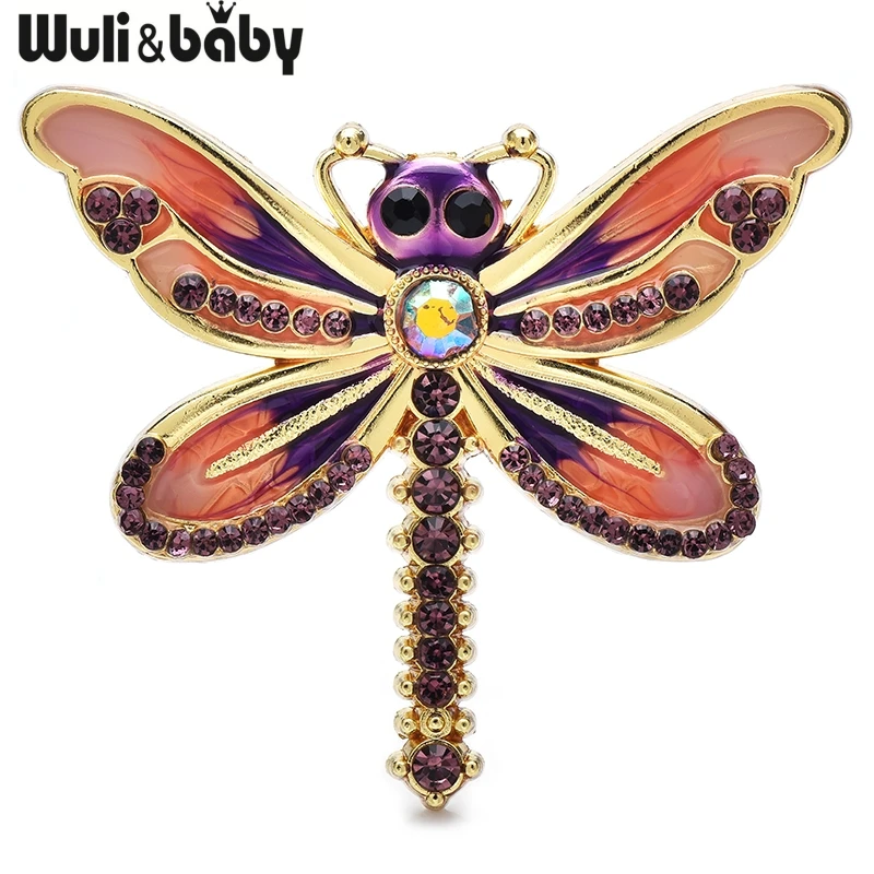 Wuli&baby Cute Dragonfly Brooches Pins For Women Unisex 4-color Enamel Insects Casual Party Badge Pins Gifts