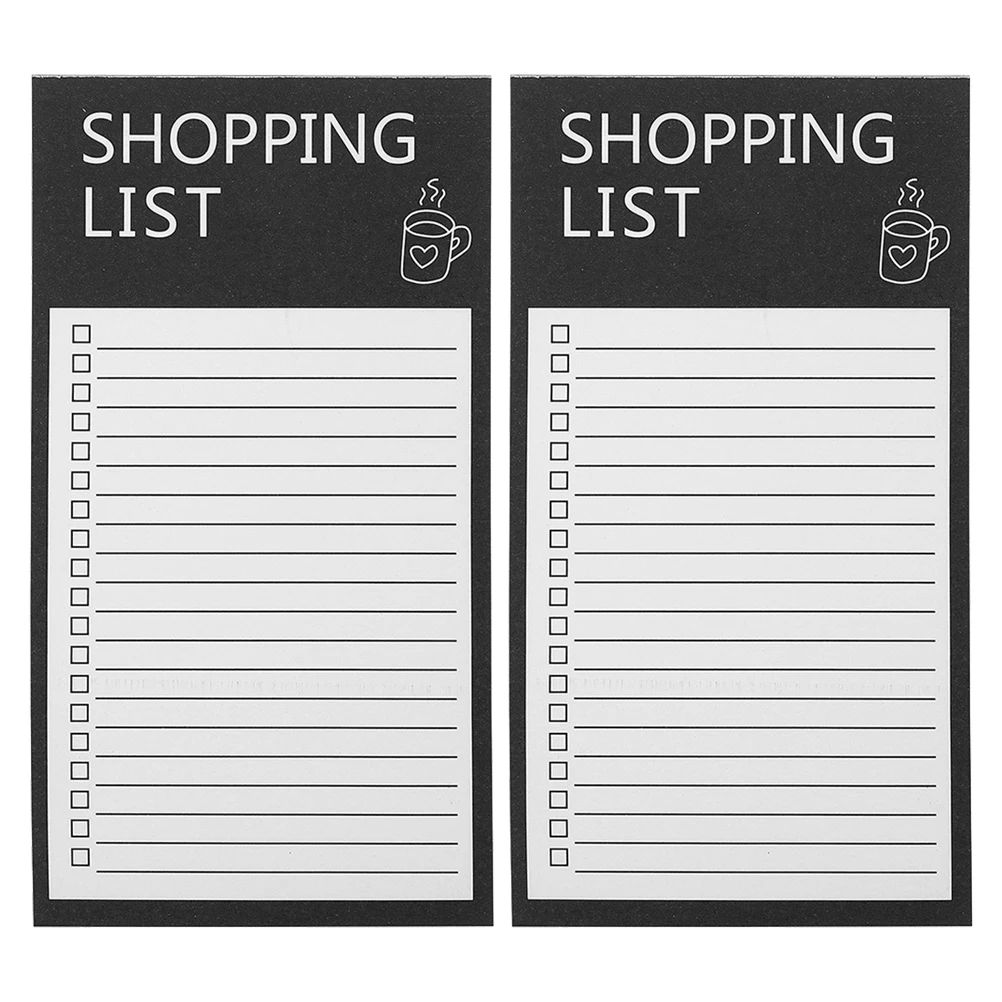 

2pcs Magnetic Notepad Fridge Grocery List Pad Reusable Reminder Book Memo English Text Shopping To Do List