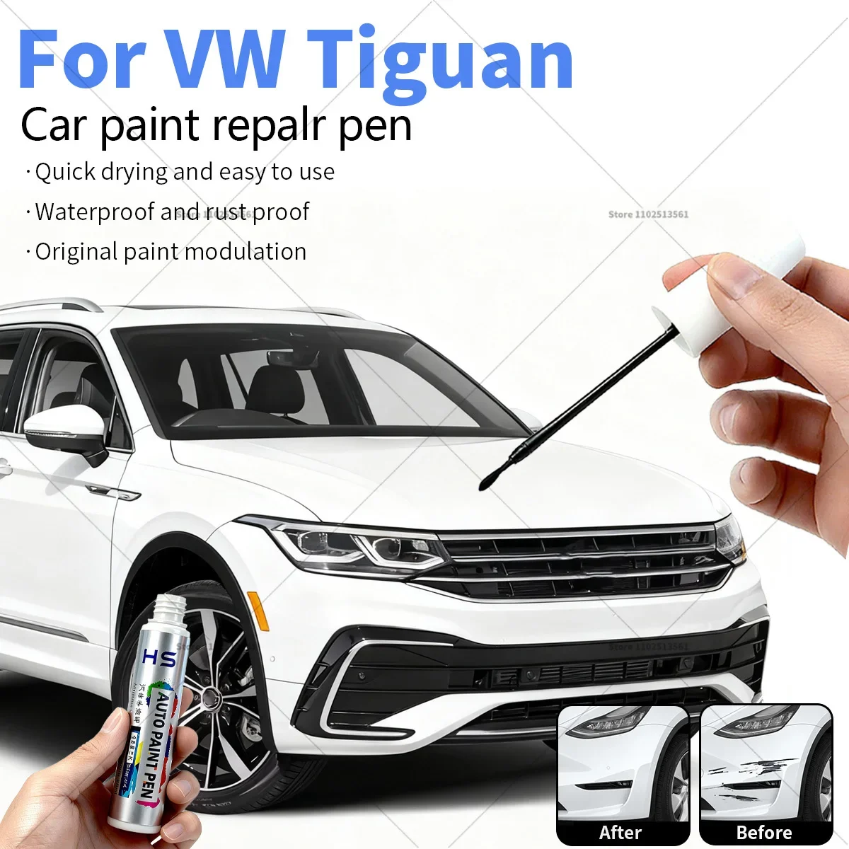 

Ручка для ремонта автомобильной краски для Volkswagen Tiguan Touch Up, средство для удаления царапин, сделай сам, автоаксессуары, черный, белый, синий, красный, серебристый, оранжевый, серый