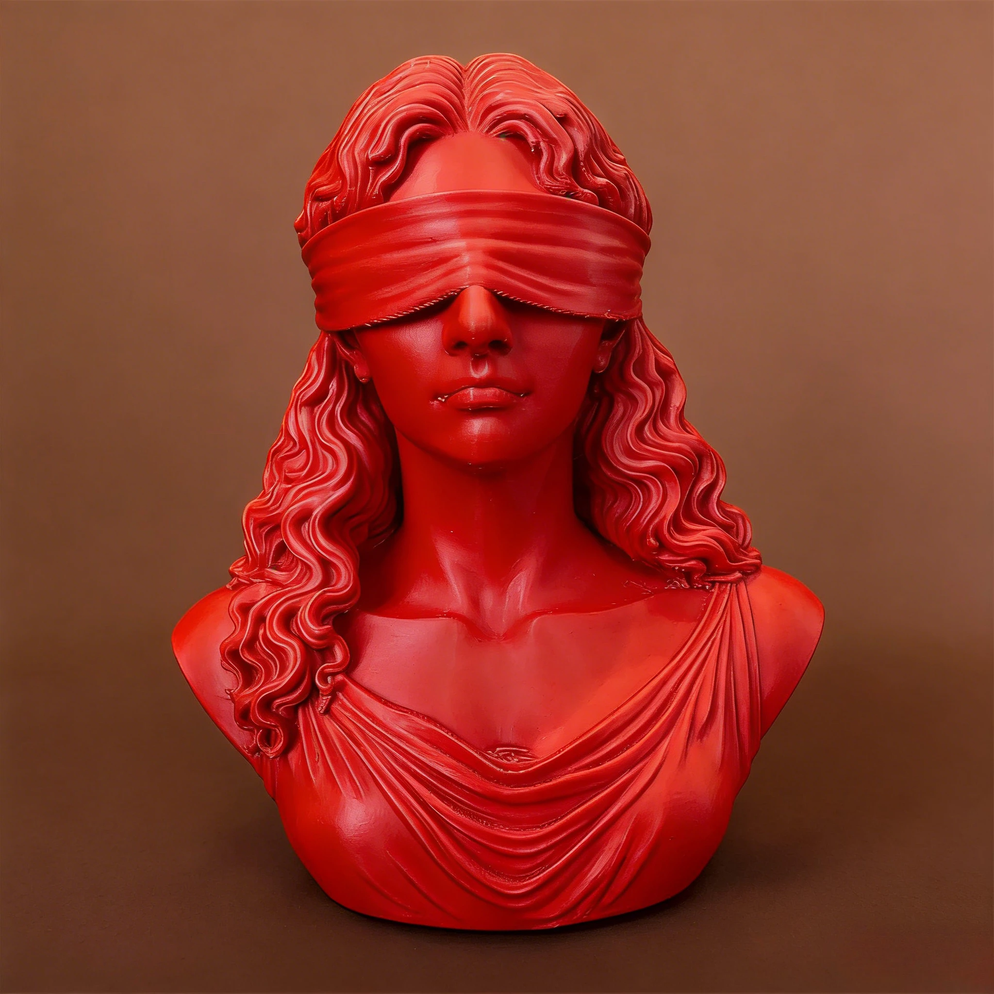 Klassische Statue einer Augenbinde-Göttin, geheimnisvolle Glücksfigur für die Dekoration des Wohnzimmers.