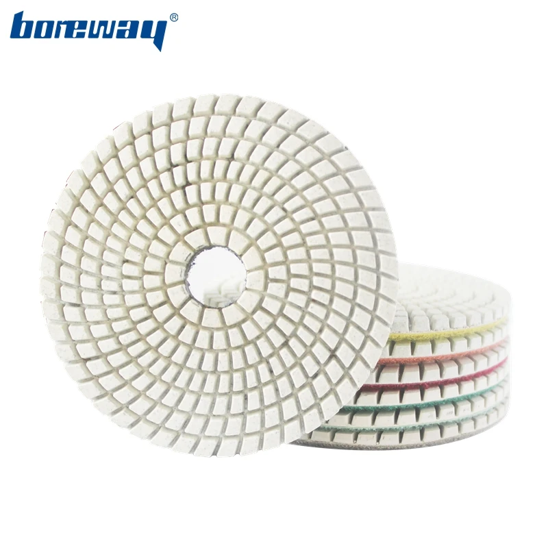 

Boreway 4"100mm 7PCS Diamond Polishing Pad Flexible Wet Use Spiral Sanding Discs #50-#3000 For Granite Marble Stone Ceramic Tile