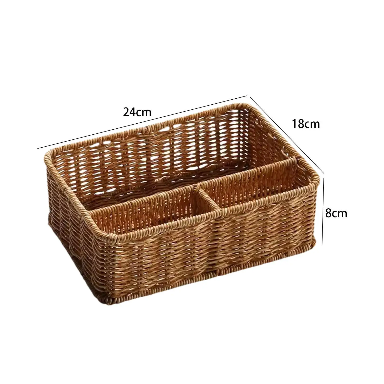 Storage Basket with 3 Compartments Decorative Countertop Basket for Entryway