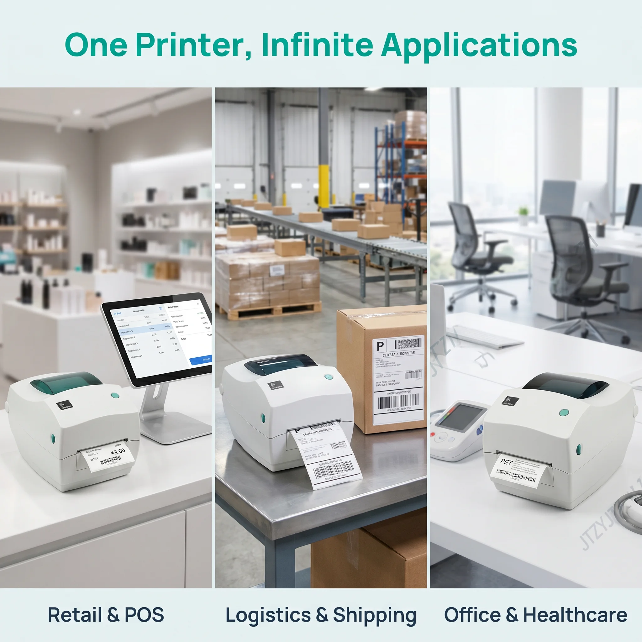 Zebra GK888t Thermal Transfer Thermal Desktop Printer 203dpi Label Printing Barcode Printing + Free 1 Roll Label Paper gift