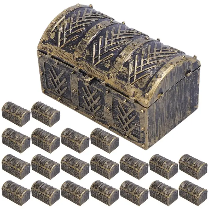 Pirate Treasure For Kids Box Pirate Treasure Mini Jewelry Wooden Vintage Model Keepsake Storage Dollhouse Plastic Trinket