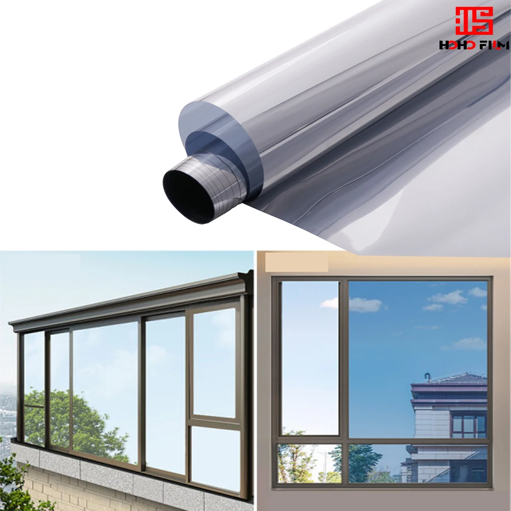 HOHOFILM 50cmx500cm Silver Window Film Mirrored Reflective Glass Foil House home Sticker Heat proof Adhesive sticker UV Proof