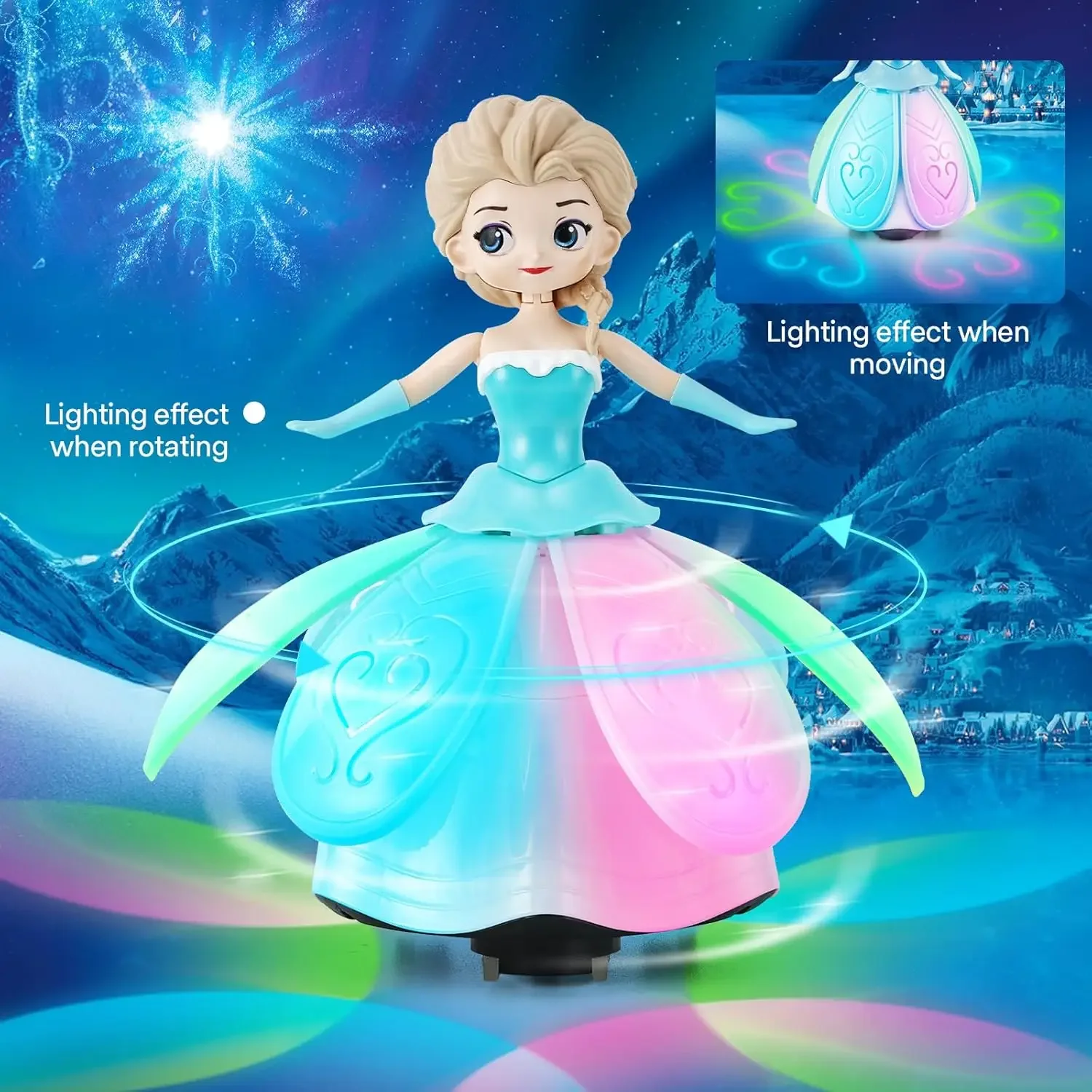 Dancing Princess Interactive Spin Robot Toys for Little Girls with Colorful Flashing Lights & Music,Pretend Birthday Gift Kid