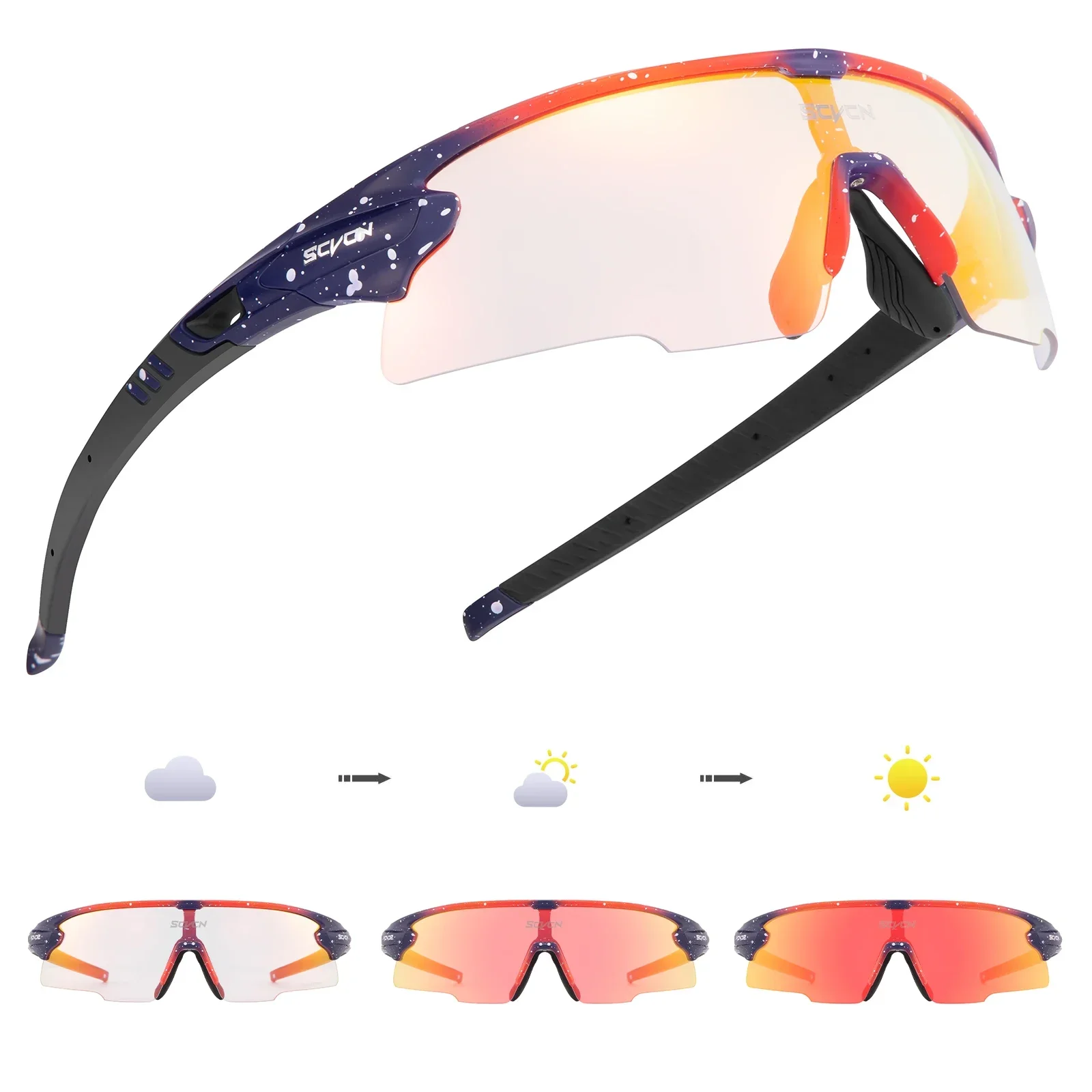 SCVCN Blue Photochromic Sunglasses Man Red Bicycle Road Speed Glasses Sun Glasses for MTB UV400 Goggles Woman Road Bike Eyewear