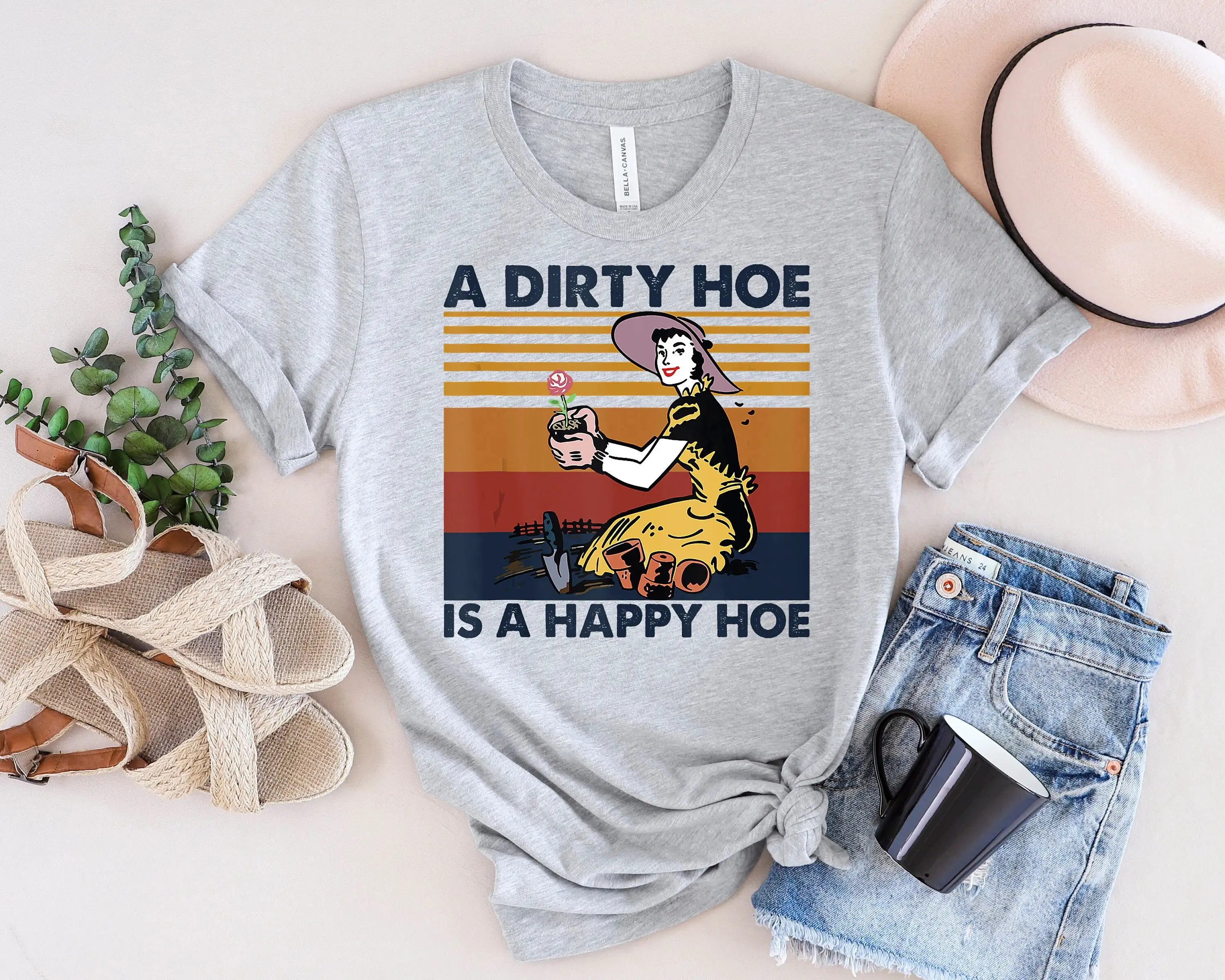 A Dirty Hoe Is Happy Vintaget T Shirt Garden Gardening Lovers Farm Planting For Friend