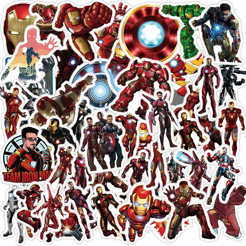 Bandai 50 Stuks Iron Man Diy Cartoon Stickers Telefoon Kofferbak Koelkast Waterdichte Anime Stickers Anime Figuur Speelgoed Sticker