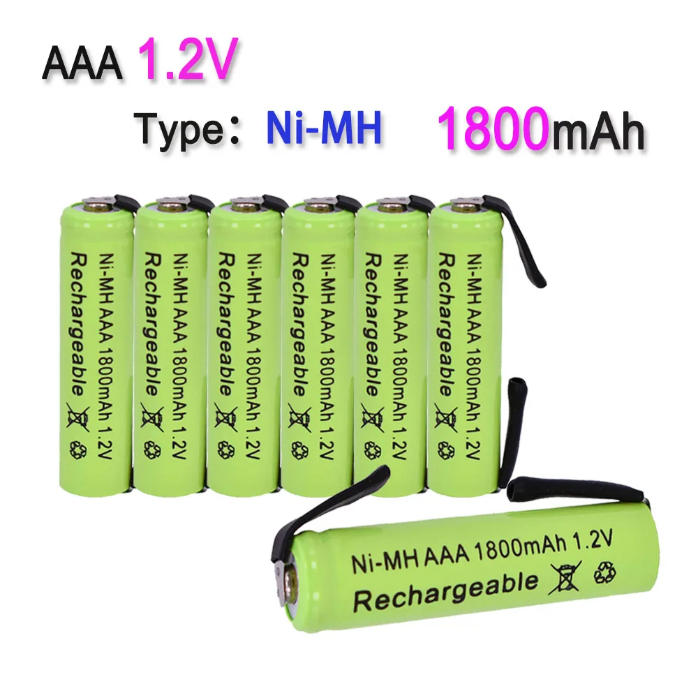 

AAA 1.2V 1800mAh Ni-MH with Solder Tabs rechargeable battery cell, for Electric Shaver, Razor, Toothbrush etc