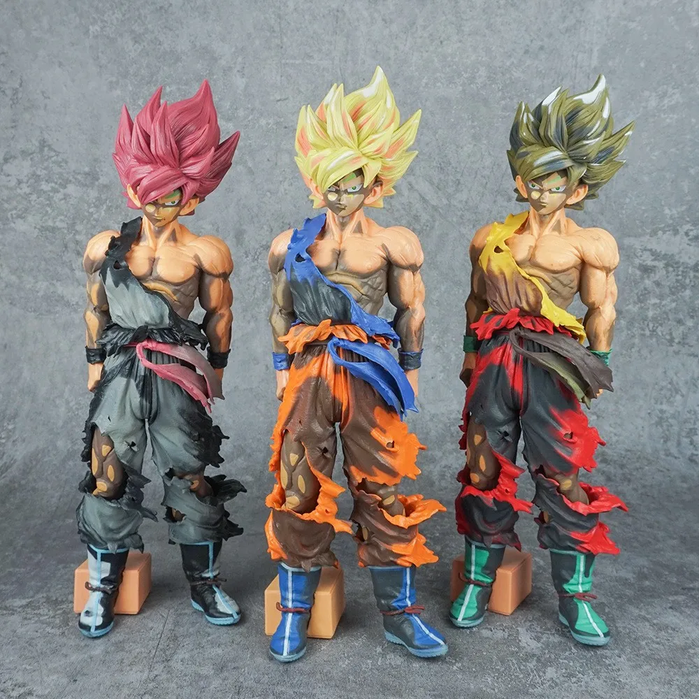 

32cm Dragon Ball Super Saiyan Battle-Damaged Goku Large-Scale Model Anime Figure Model Statue Collection Desktop Decoration Toys