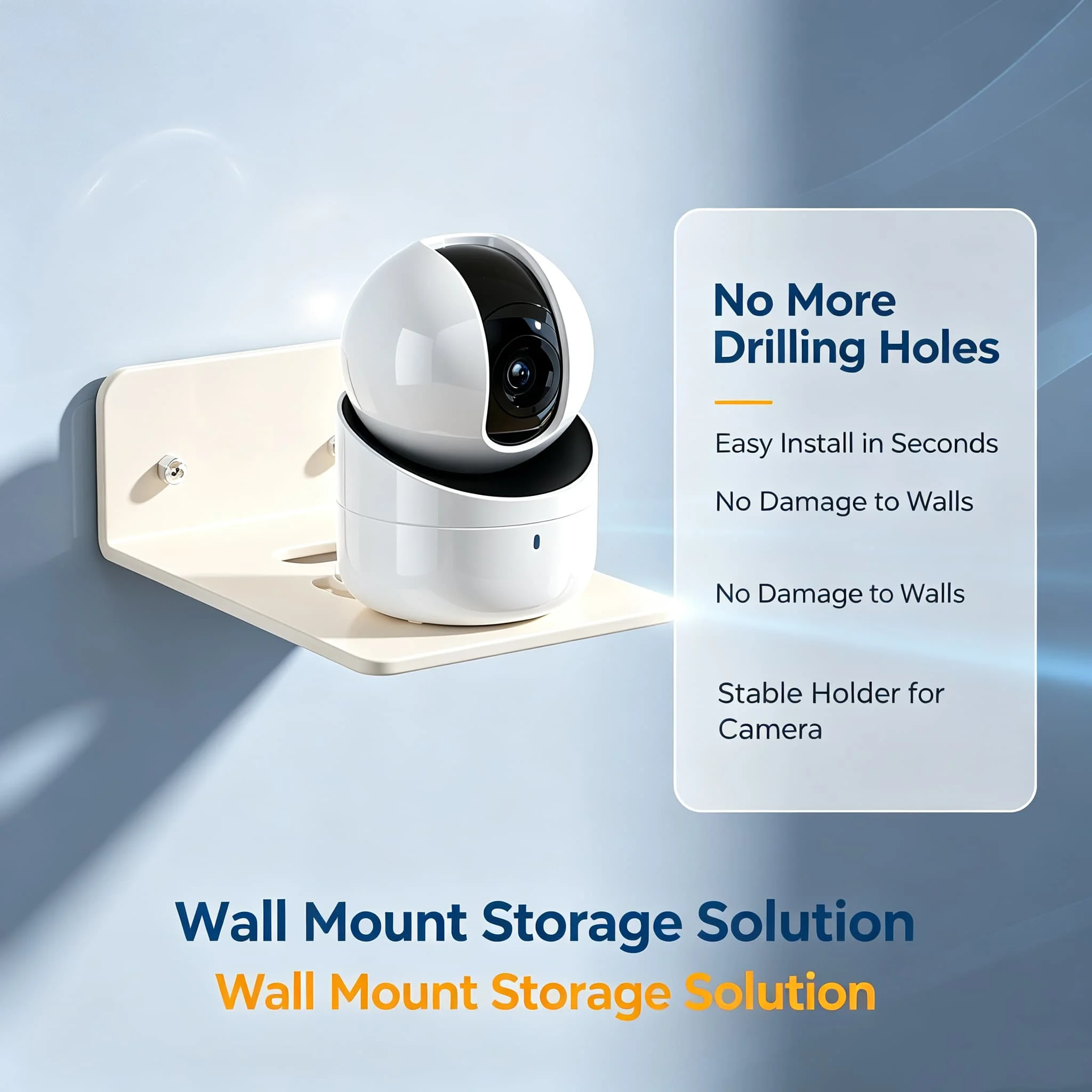 Wall Mounted No Nail Floating Shelf, Self-Adhesive Wall Rack for Home Surveillance Camera WiFi Router Projector TV Box